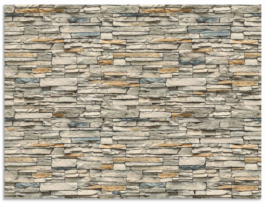 ARTland Spritzschutz Küche aus Alu für Herd Spüle 80x60 cm (BxH) Küchenrückwand mit Motiv Steinwand