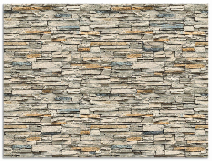 ARTland Spritzschutz Küche aus Alu für Herd Spüle 80x60 cm (BxH) Küchenrückwand mit Motiv Steinwand