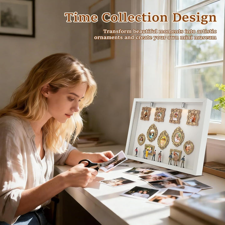 DIY Mini Museum Silhouette Box mit Vintage Mini Bilderrahmen Gold & Figuren,Figuren Menschen Museum