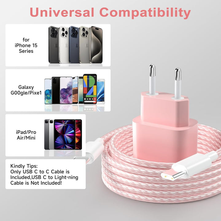 USB C Ladegerät Ladekabel für iPhone 16 15, 20W USB C Schnellladegerät und Schnellladekabel, 2Pack L