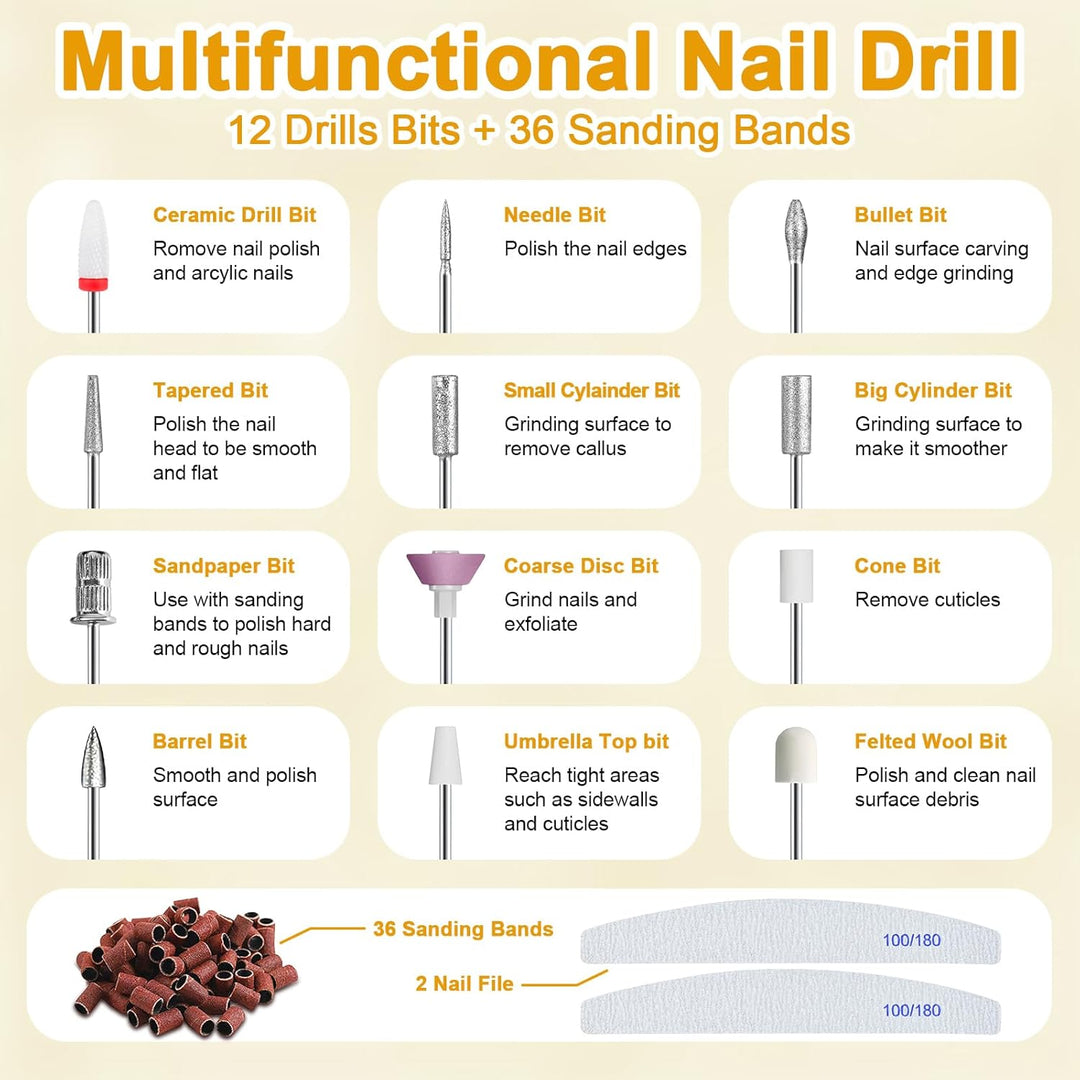 Elektrische Nagelfeile Nagelfräser Maniküre Set Fräser Gelnägel Nail Drill Nägel Pediküre Pprofessio