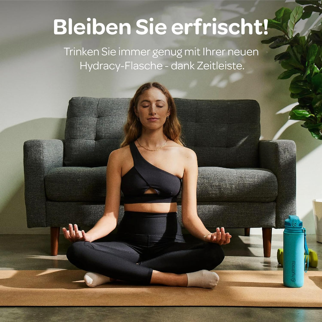 Hydracy Trinkflasche mit Strohhalm und Zeitmarkierung - 1L Wasserflasche - BPA-freie Trinkflasche -