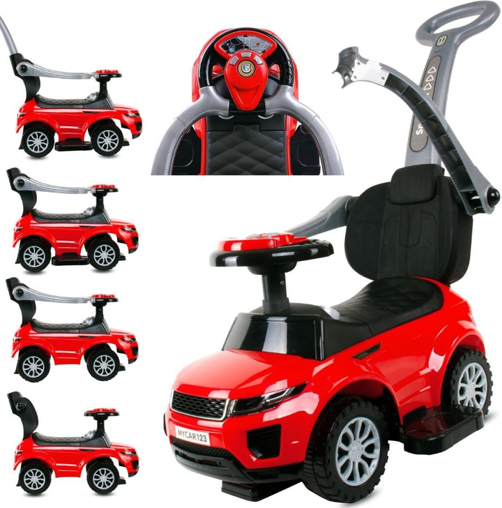 4in1 Kinderauto Rutschauto ab 2 Jahre und Schiebeauto mit Hupe und Musik, Rutschauto mit Stauraum un