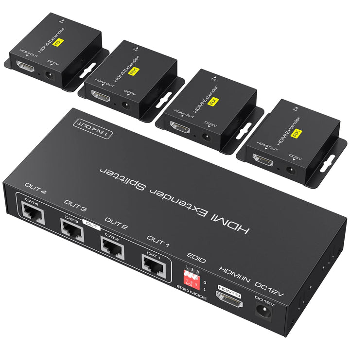 VPFET HDMI Extender Splitter über Cat5e 6 165ft 1 In 4 Out Übertragung Balun Ethernet Unterstützt 10