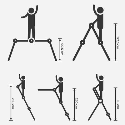 SONGMICS Leiter, Mehrzweckleiter, Trittleiter, Aluleiter, Haushaltsleiter, 4 x 3 Stufen, bis 150 kg,