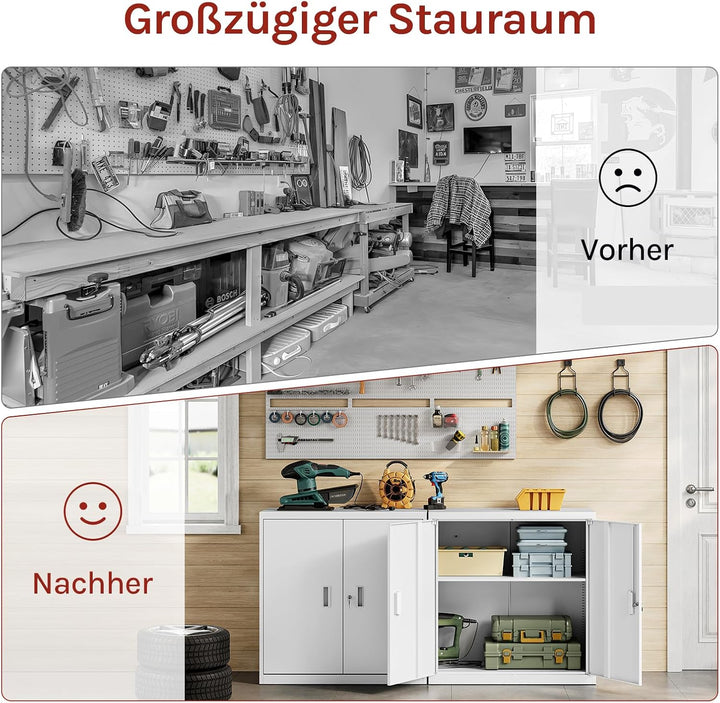 WOLTU Aktenschrank abschliessbar, Ordnerschrank mit höhenverstellbarem Einlegboden, Metallschrank mi