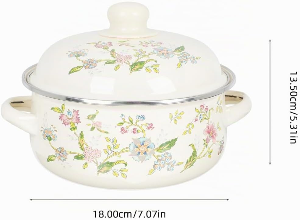 ABOOFAN Emaille-suppentopf Binauraler Eintopftopf Haushaltssuppentopf Flachboden- Suppentopf Emaille