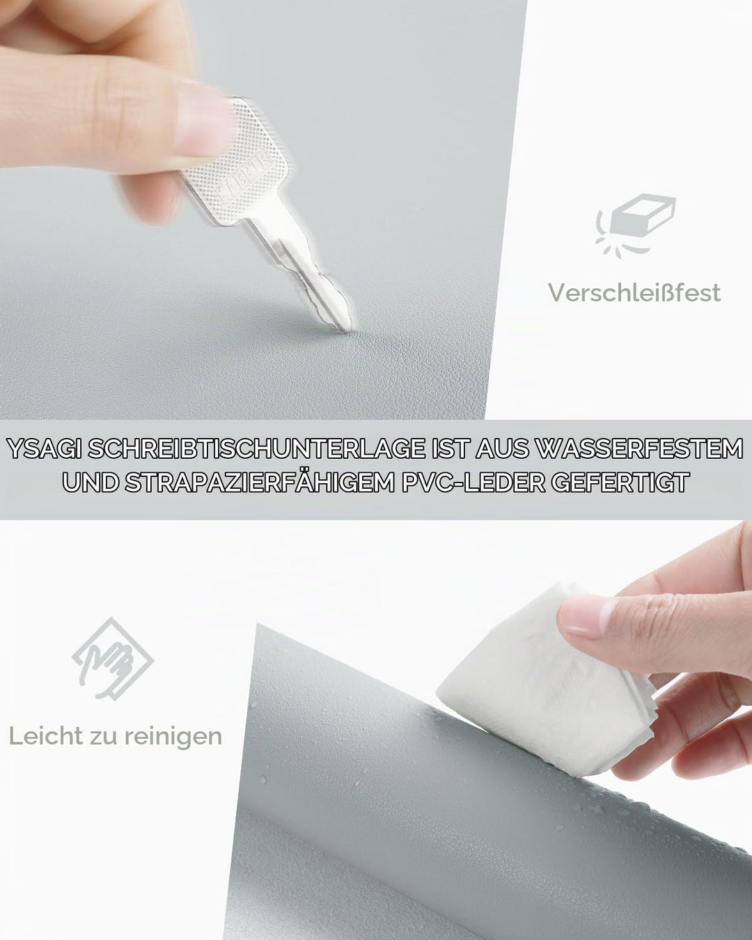 YSAGi Schreibtischunterlage, Mauspad mit Leder und Rutchfeste Wildleder, Multifunktionales Office Mo