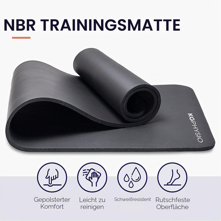 KG Physio Yogamatte Rutschfest und Gepolstert - Yoga Matte mit Tragegurt, Fitnessmatte, Turnmatte, S