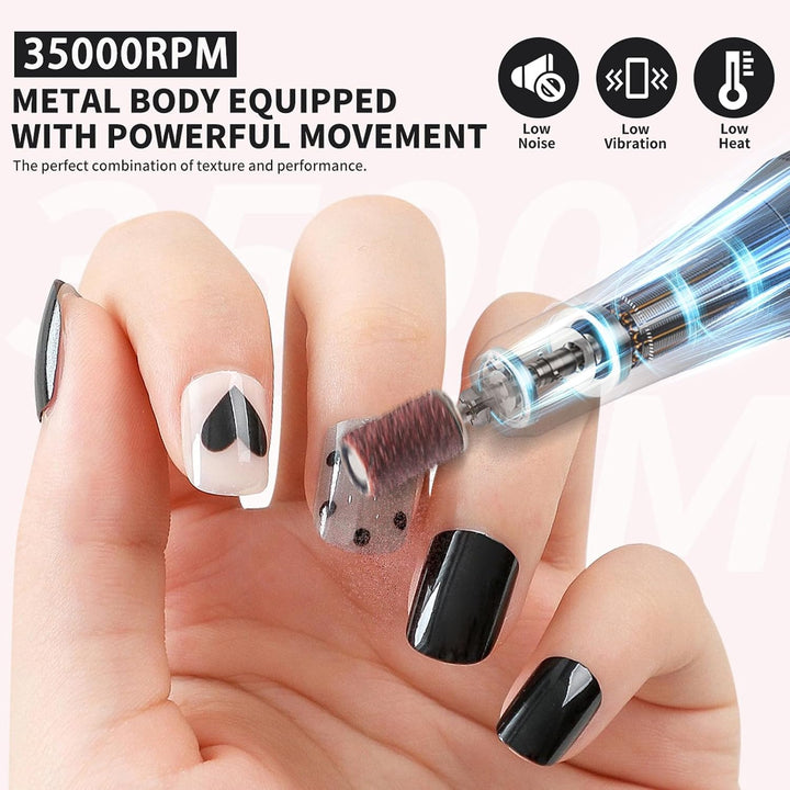 Elektrischer Nagelfräser Professionell, Tragbare Nagelfeile für Acryl-Gel-Nägel, 35000 U/min Kabello