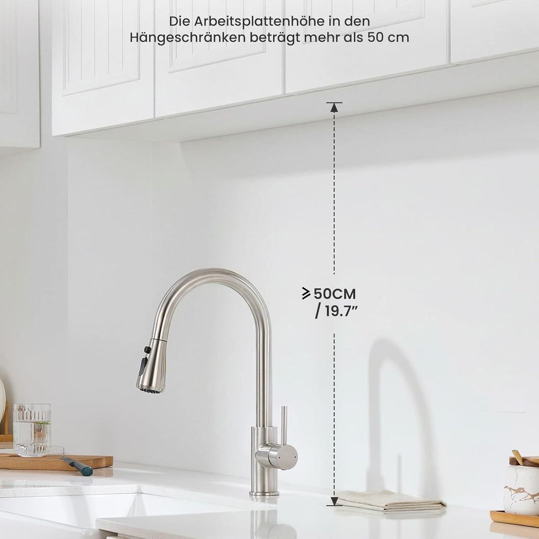 CECIPA Wasserhahn Küche mit 3 Modi, Hochdruck Küchenarmatur mit Brause Ausziehbar, Mischbatterie Küc