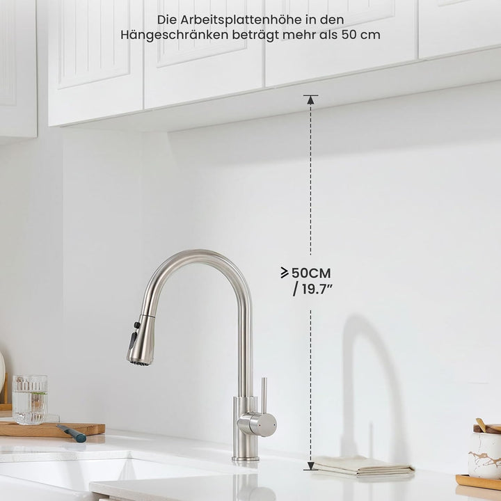 CECIPA Wasserhahn Küche mit 3 Modi, Hochdruck Küchenarmatur mit Brause Ausziehbar, Mischbatterie Küc