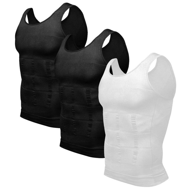 Odoland Unterhemden Herren Shapewear 3er Pack Tank Top Compression Shirt Kompressionsshirt Bauchweg