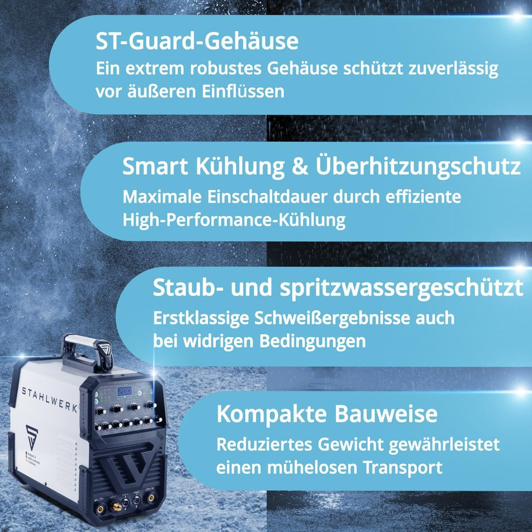 STAHLWERK AC/DC WIG 200 Puls ST Schweissgerät mit 200 Ampere WIG MMA viele Schweissparameter einstel