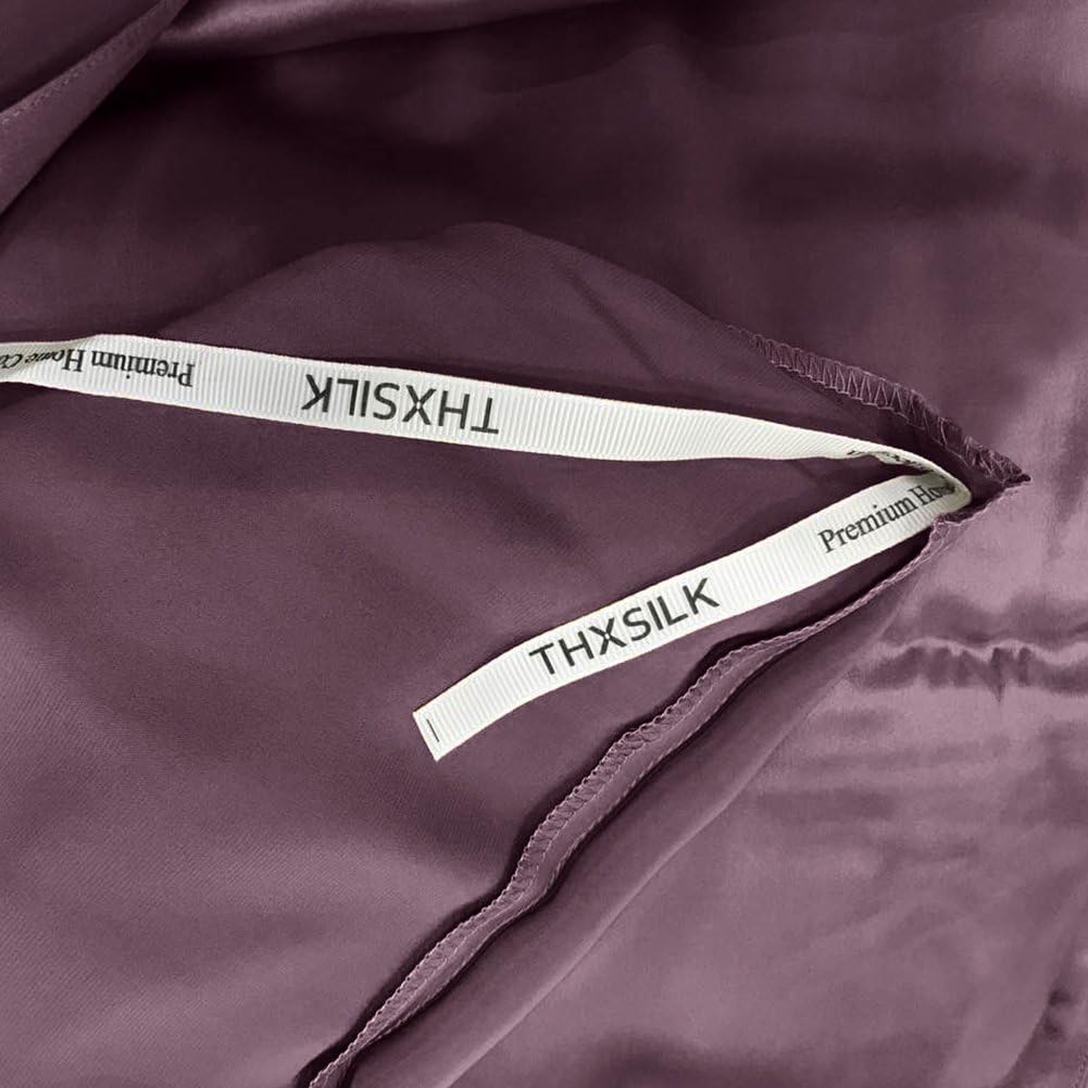 THXSILK Seidenbettwäsche Set 2 teilig, Bettbezug 155x 220 cm und 80 x 80 cm Kissenbezug, Hypoallerge