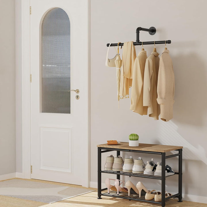 Yawinhe Industrierohr Kleiderstangen, 51cm Kleiderständer für die Wand, Rustikale Kleideraufbewahrun