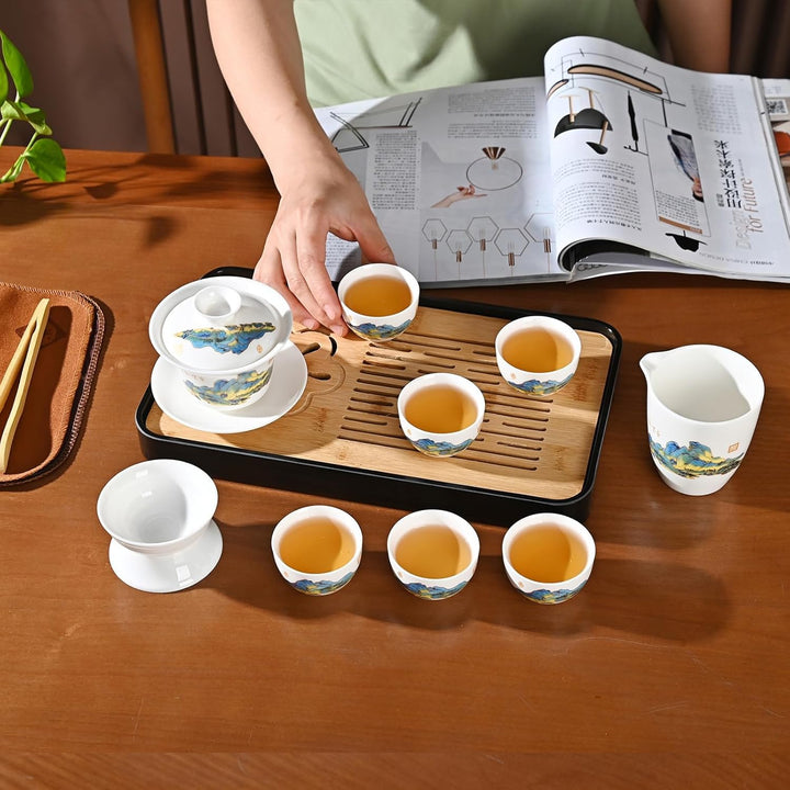 Chinesisches Teeset Traditionelles Chinesisches Kung-Fu-Teeset für Erwachsene, Gaiwan Teeset mit 6 T