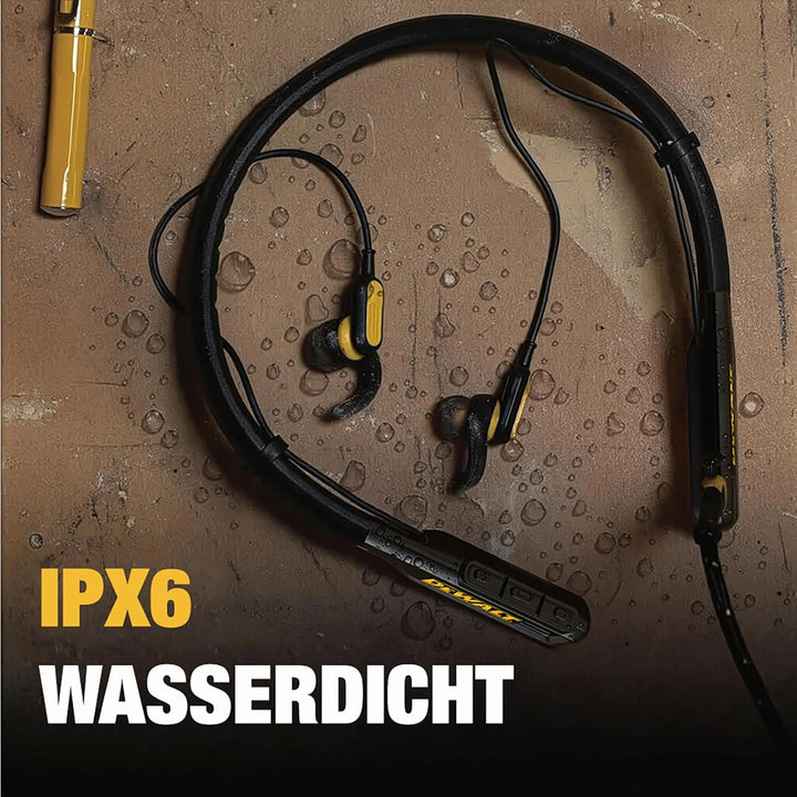 DEWALT Heavy-Duty Magnetische Bluetooth Nackenbügel-Kopfhörer – Kabellose Earbuds mit 30 Std. Laufze