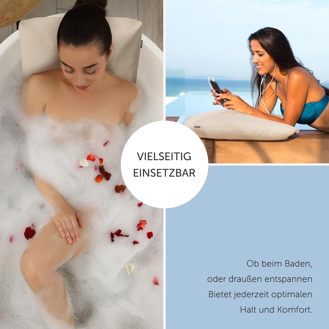 Ergonomisches Badewannenkissen | Premium Wellness Badekissen 3D-Mesh | Schnelltrocknendes Badewannen