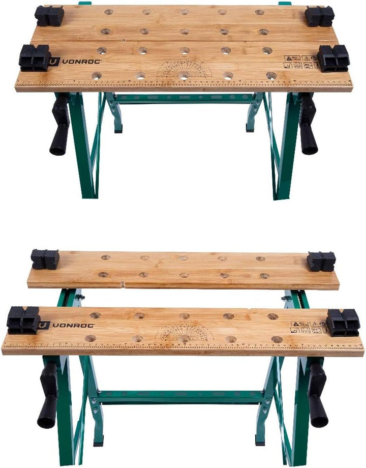 Werkbank - Spanntisch - Mit Bambus-Arbeitsplatte, maximale Belastbarkeit 150 kg