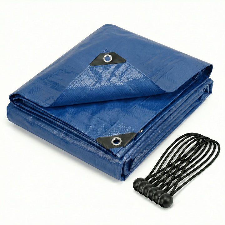 CoverUp! (4x5 m Gewebeplane - Farbe: Blau, 200g/m² - Beständigkeit durch verstärkte Gummiecken &amp; ros