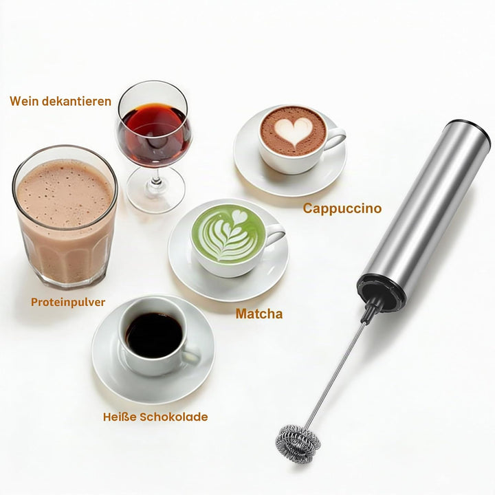 MOSUO Elektrischer Milchaufschäumer, wiederaufladbar, USB und Mini-Handmixer mit Doppel-Schneebesen,