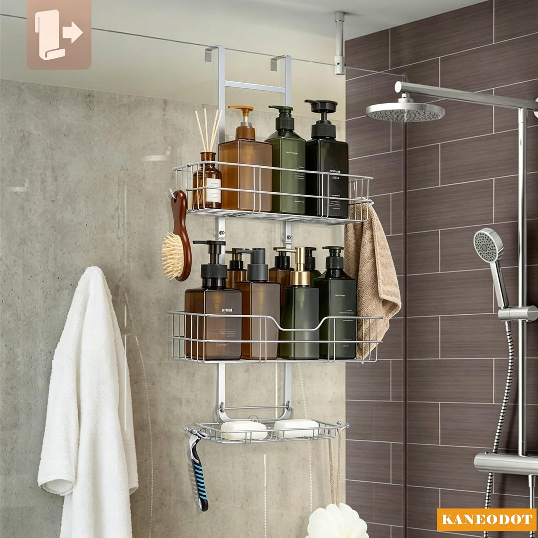 Duschablage zum Hängen, Duschregal ohne Bohren Badregal mit 2 Ebenen, Badezimmer Regal Duschkorb zum