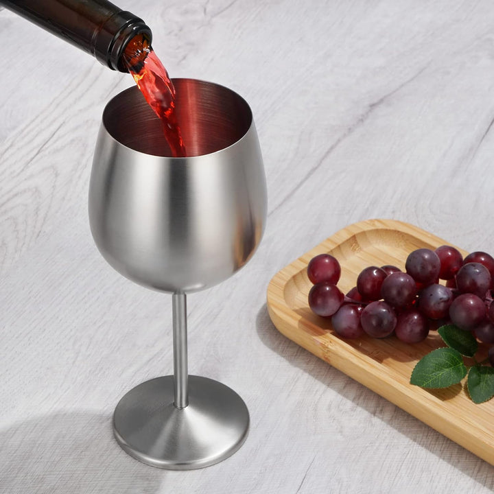 Livole Rotweingläser Set, 18Oz 550ml Weingläser aus Edelstahl, Champagner Gläser, Pokale Gross Bauch
