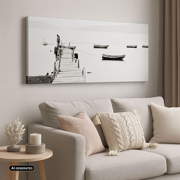 Wandbilder Dekoration Wohnzimmer Fussgängerbrücke See hongkong Panorama Bilder auf Leinwand 120x50cm