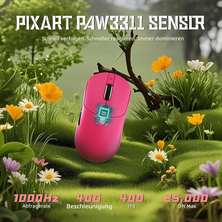 ATTACK SHARK X8SE Kabellose Gaming-Maus, 55g Ultraleicht, PAW3311 Sensor, BK52820 Chip, 25.000 DPI,