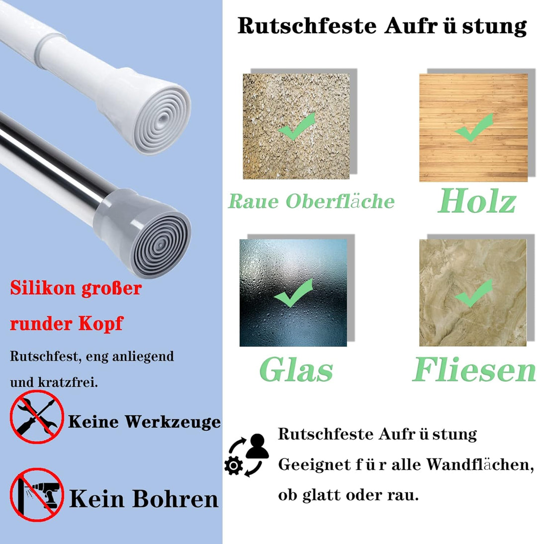 1 Stück Duschstange ohne Bohren Vorhangstange ohne Bohren Spannstange Teleskopstange für Fenster, Ba