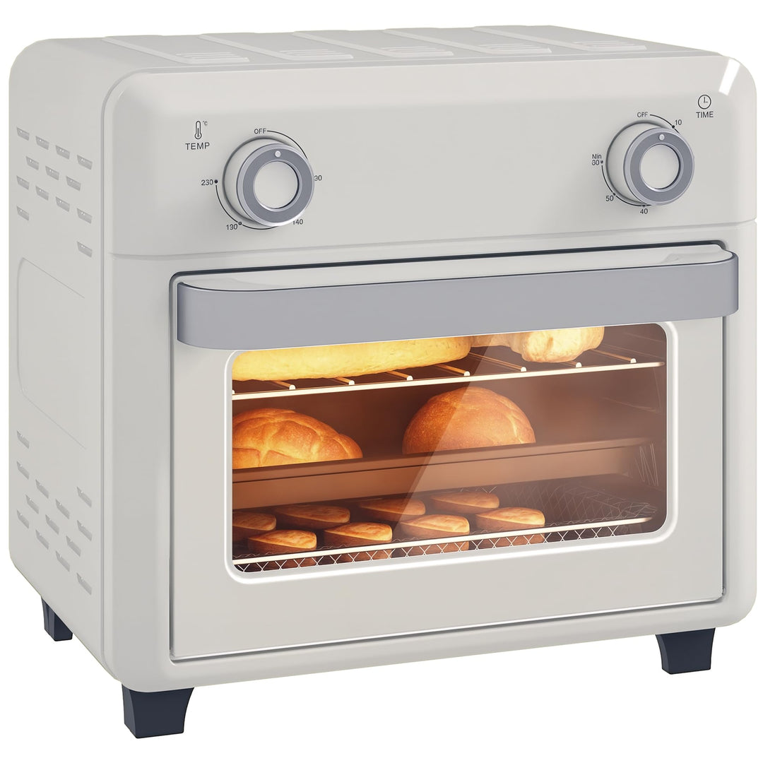 HOMCOM Mini Backofen mit Umluft 10 L 1000W 80-230℃ Heissluftofen mit 60 Min. Timer, Heissluftfritteu