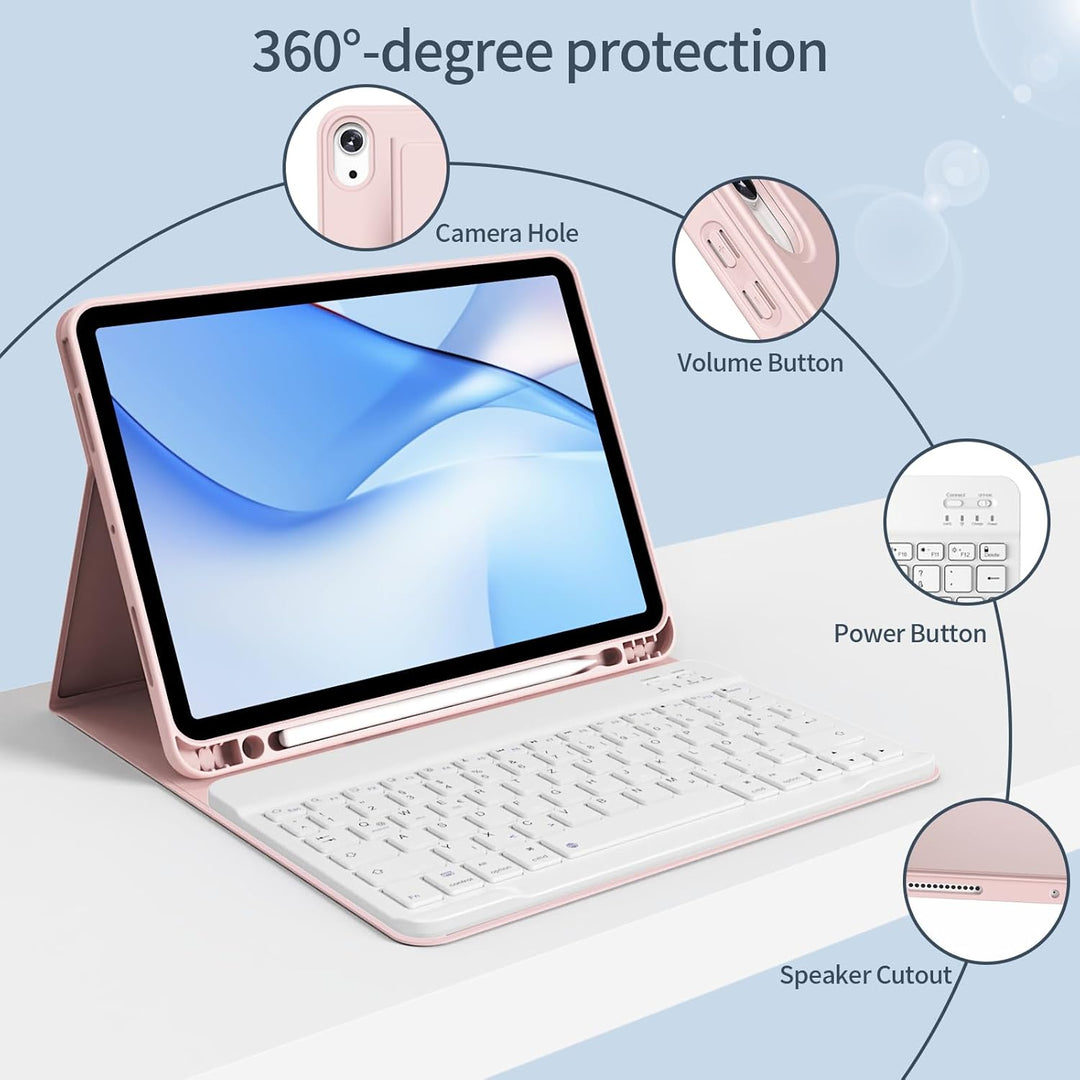 Hülle mit Tastatur für iPad Air 11 Zoll 2025 2024 (M3/M2), iPad Air 5 4 2022/2020 10,9 Zoll, Soft TP