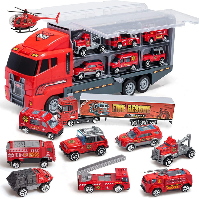 Coolplay Feuerwehrauto Gross Autotransporter Spielzeug Einsatzfahrzeug Kinder Autos Spielzeug Set fü