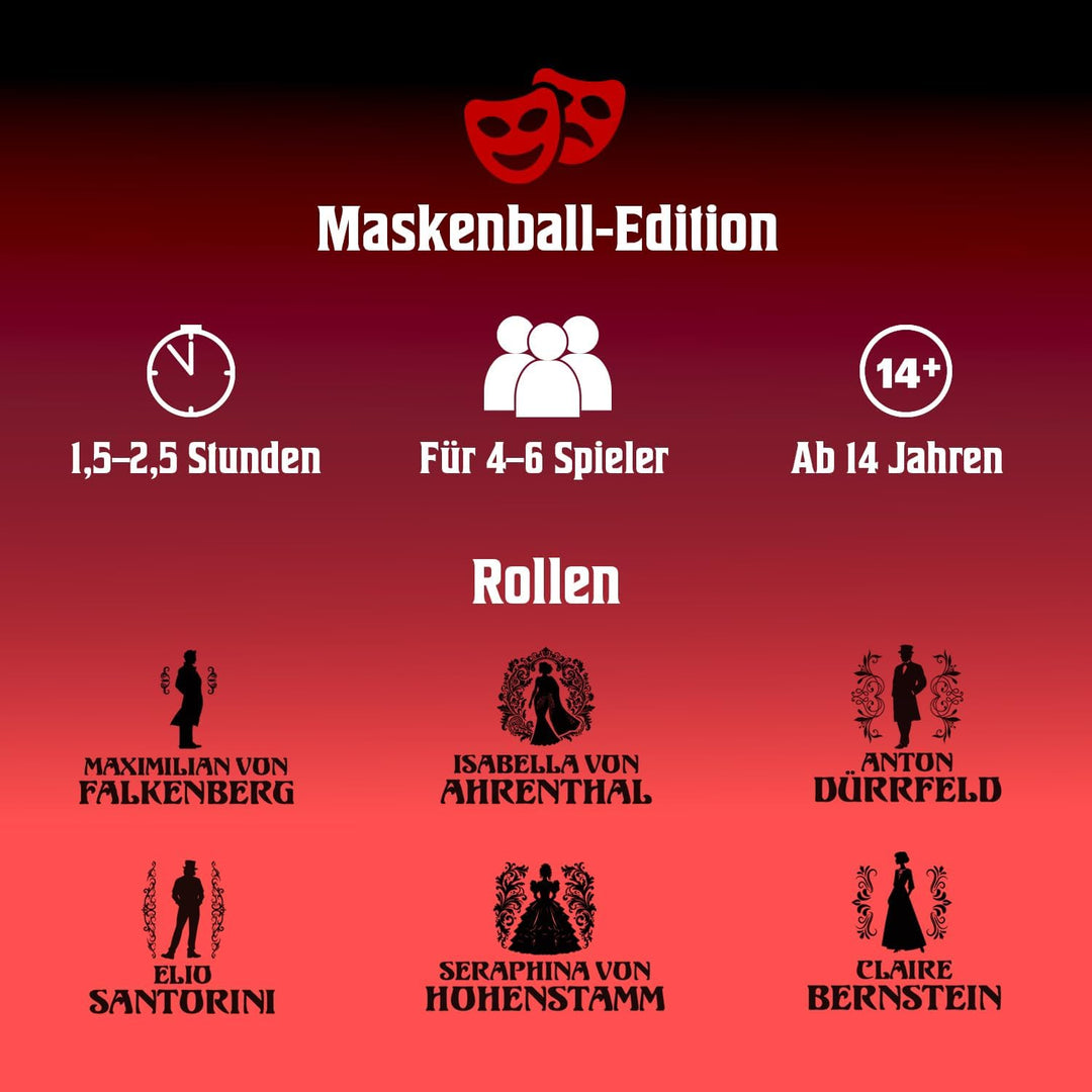 Milula Studios Krimidinner „Der Maskenball-Killer“ – Krimi Dinner Spiel für 4–6 Personen (ab 14) – K