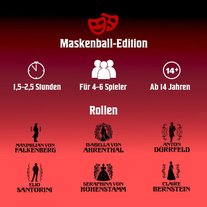 Milula Studios Krimidinner „Der Maskenball-Killer“ – Krimi Dinner Spiel für 4–6 Personen (ab 14) – K