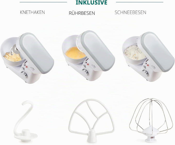 DOMO DO9241KR Küchenmaschine - Inklusive Schneebesen, Knethaken und Rührbesen - 4 L - 600 W, 600 W
