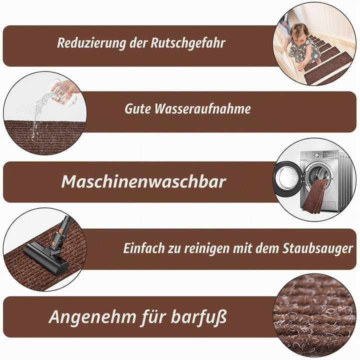 MBIGM 15er Set Stufenmatten 20 cm X 76 cm Treppenteppich Selbstklebend Sicherheit Stufenteppich für