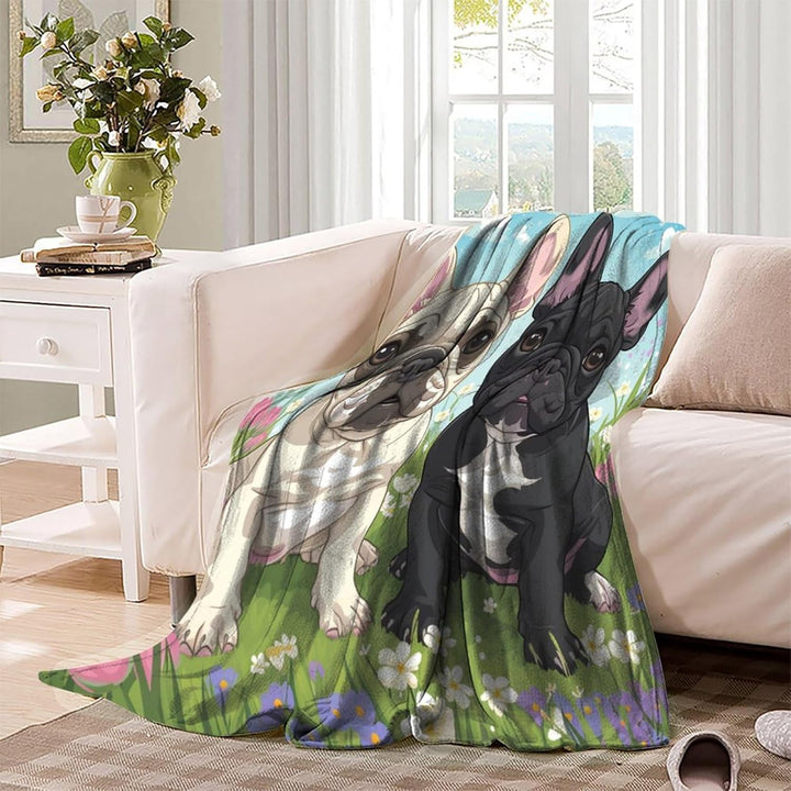 Französische Bulldogge Cosy Fluffy Blanket Pillow,Ultra-Soft Micro Fleece, Soft and Warm 3D Printed,