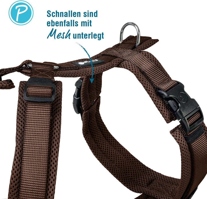 Petlando Hundegeschirr gepolstert, Mesh Y-Comfort, weich, stufenlos verstellbar, besonders leicht &amp;