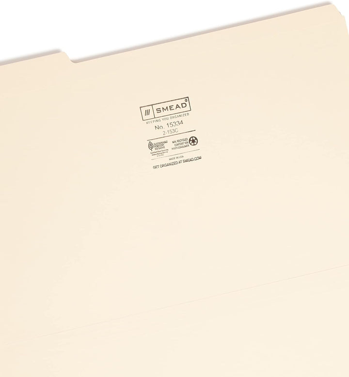 Smead Aktenordner, verstärkte 1/3-Schnitt-Registerkarte, legale Grösse, Manila, 100 Stück pro Box (1