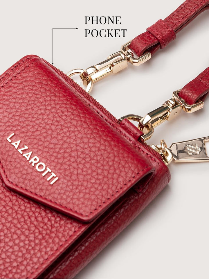 Lazarotti Bologna XL Leder Damen-Geldbörse & Handytasche (2-in-1) | 16 Kartenfächer | zum Umhängen m