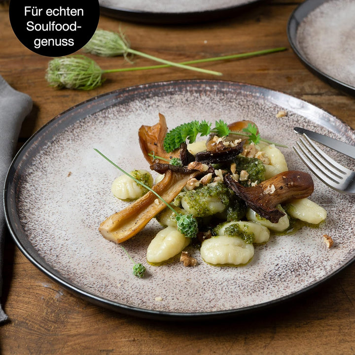 Moritz & Moritz VIDA 6er Dinner Teller Set Beige - Dinnerteller für 6 Personen - Porzellan spülmasch