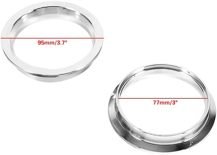 Qiilu V Band Flansch, 3 Zoll Edelstahl V Band Klemme mit 2 Flansch Kit Turbo Auspuff Down Pipe