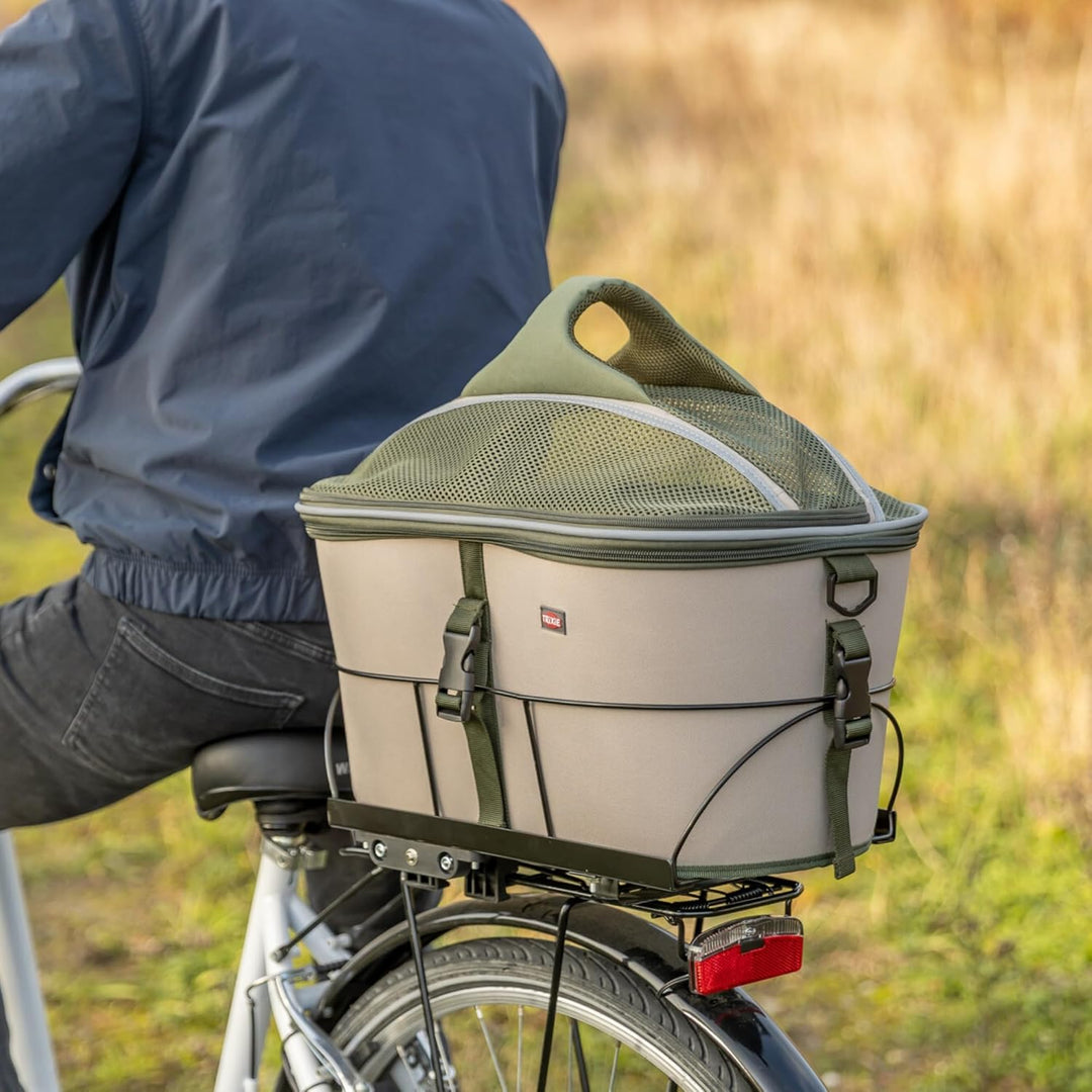 TRIXIE Fahrradkorb - olivgrün/beige