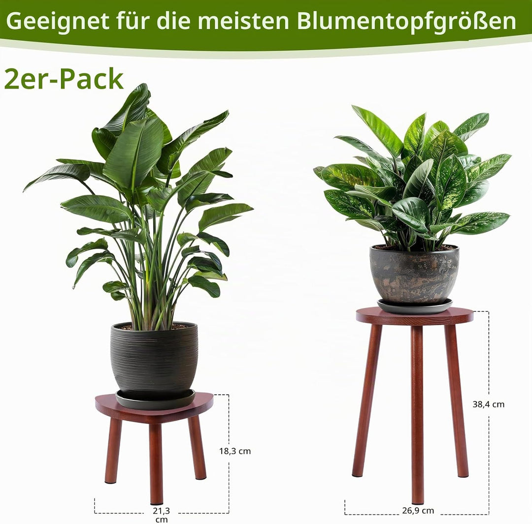 Blumenständer Holz 2er-Set, Pflanzenständer für den Innenbereich, Blumenhocker Hocker Pflanzentische