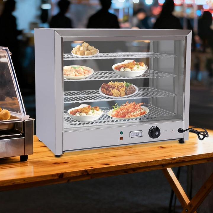 4 Etagen Warmhaltevitrine,Verstellbare Temperatur 30-85℃,2 Anzeigeleuchten | 800W Heisse Theke Speis