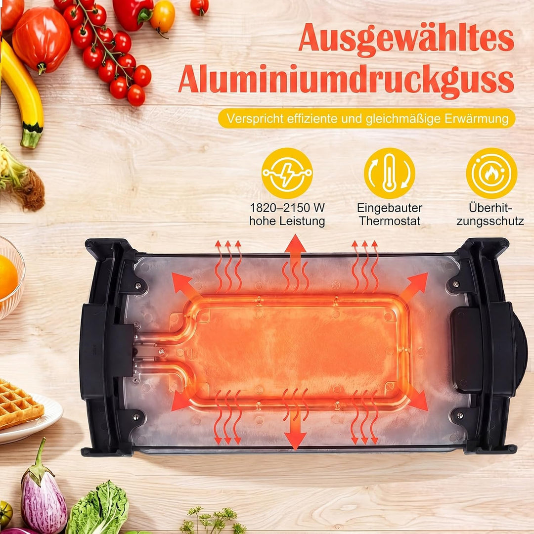 COSTWAY Elektrogrill, 2150 W Tischgrill elektrisch mit Doppelzone