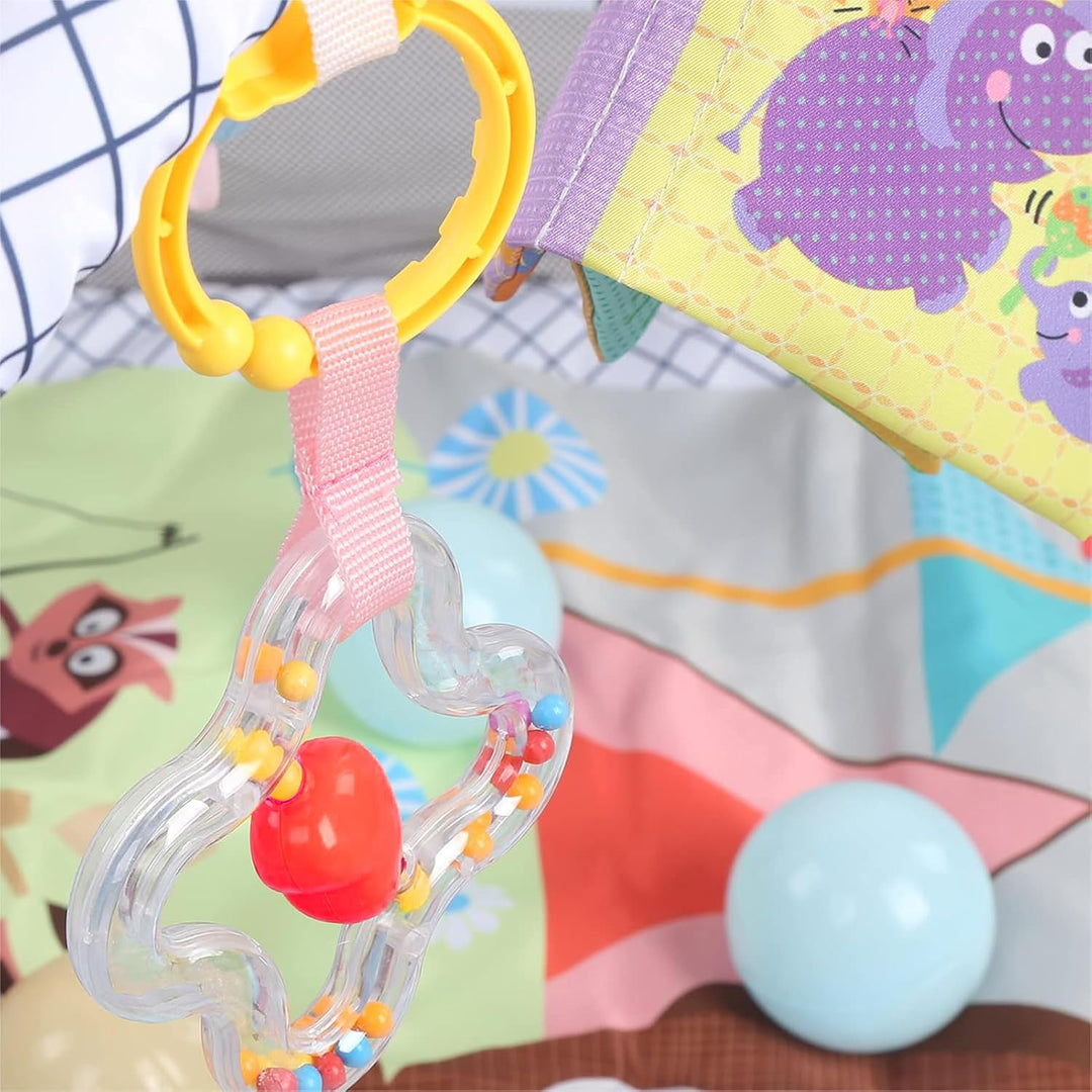 Relaxdays Spielbogen, mit Spielzeug, faltbar, HxBxT: 55 x 80 x 80 cm, Stoff & Schaumstoff, Baby Gym,