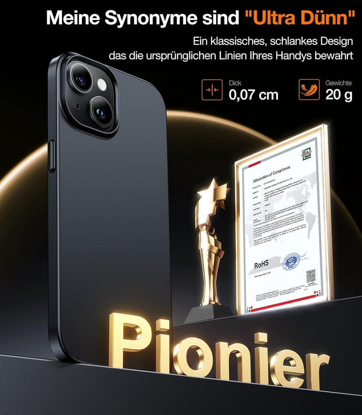 TORRAS Dr. Ultra Dünn 2024 Neu für iPhone 15 Hülle für MagSafe [TOP Magnetkraft] Samtiger Griff & El